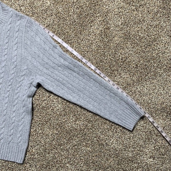 JCrew Cashmere Cable Knit Gray Sweater Size XXL 2XL Crewneck EUC - Picture 3 of 5
